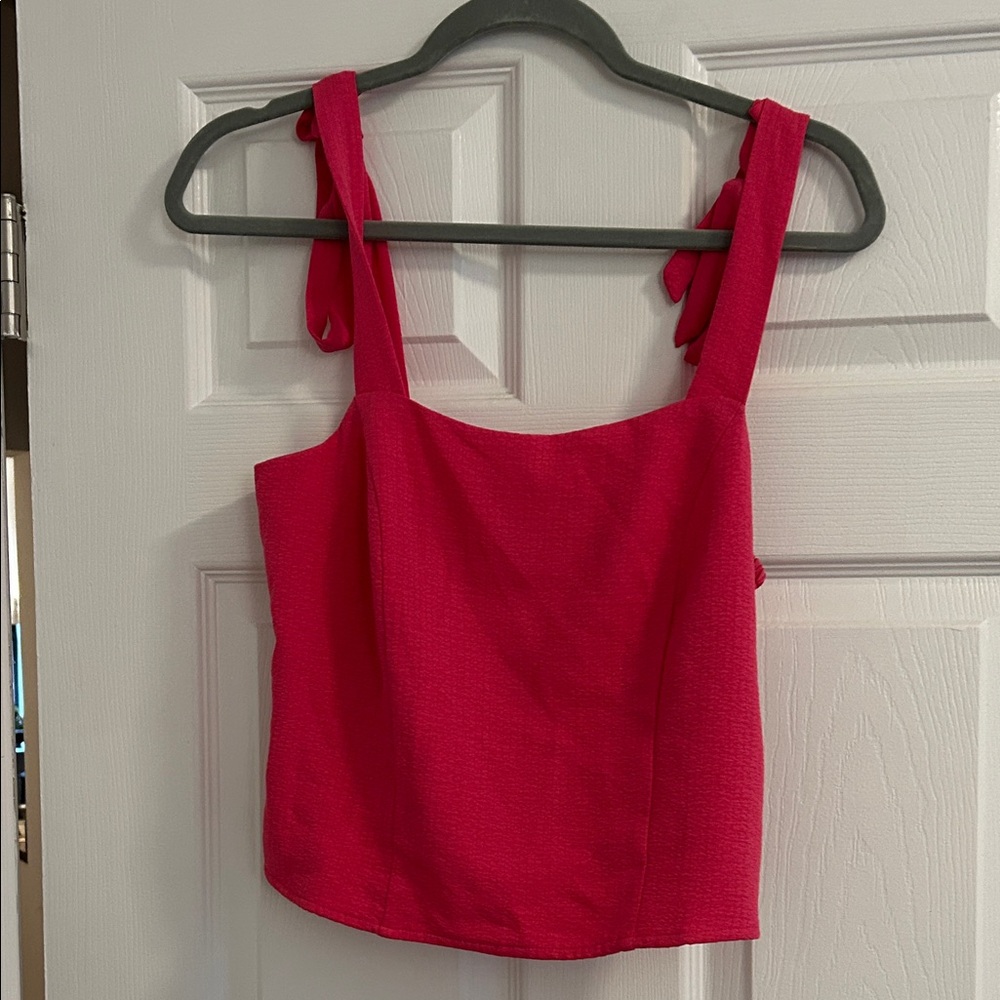 Old Navy Hot Pink Tie-Strap Square Neck Tank